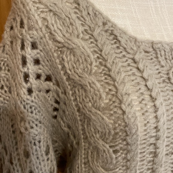 Free People Tan Cable Knit Scoop Neck Sweater. Size S - Picture 2 of 7